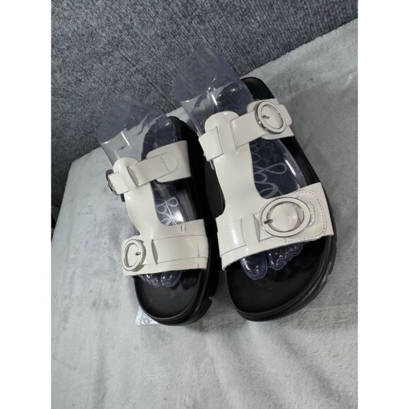 Alegria womens size 9  EURO 39 White Leather Sandals With Buckles slip on - Picture 12 of 16